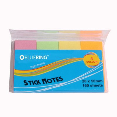 Jelölőcímke 20x50mm, 4x40lap, papír, vegyes pasztell színek Bluering®