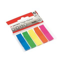 Jelölőcímke 12x44mm, 5x25lap műanyag A-series kék zöld sárga rózsaszín narancssárga Író- irodaszer, papíráru A-series