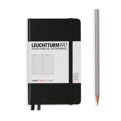 Notesz A6, vonalas pocket Leuchtturm fekete