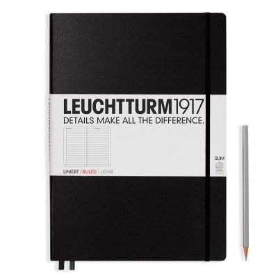 Notesz A4, vonalas master slim Leuchtturm fekete