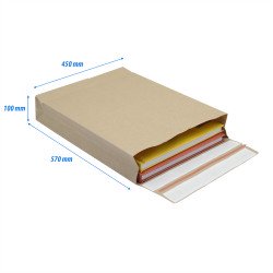Csomagküldő webshop tasak 450x570x100mm, erős kraft papírból 100 db/doboz, E-green barna Író- irodaszer, papíráru e-Green