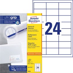 Etikett címke, 64,6 x33,8mm, univerzális, 24 címke/ív, 100 ív/doboz, Avery fehér Író- irodaszer, papíráru Avery