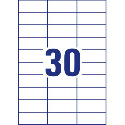 Etikett címke, 70 x29,7mm, univerzális, 30 címke/ív, 100 ív/doboz, Avery fehér