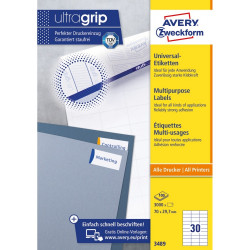 Etikett címke, 70 x29,7mm, univerzális, 30 címke/ív, 100 ív/doboz, Avery fehér Író- irodaszer, papíráru Avery