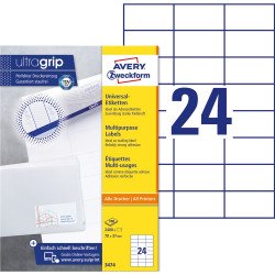 Etikett címke, 70 x37mm, univerzális, 24 címke/ív, 100 ív/doboz, Avery fehér Író- irodaszer, papíráru Avery