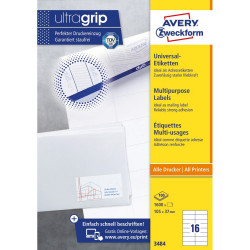 Etikett címke, 105 x37mm, univerzális, 16 címke/ív, 100 ív/doboz, Avery fehér Író- irodaszer, papíráru Avery