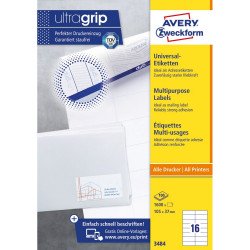 Etikett címke, 105 x37mm, univerzális, 16 címke/ív, 100 ív/doboz, Avery fehér Író- irodaszer, papíráru Avery