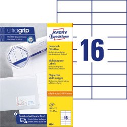 Etikett címke, 105 x37mm, univerzális, 16 címke/ív, 100 ív/doboz, Avery fehér Író- irodaszer, papíráru Avery