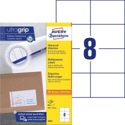 Etikett címke, 105 x74mm, univerzális, 8 címke/ív, 100 ív/doboz, Avery fehér Író- irodaszer, papíráru Avery
