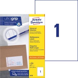 Etikett címke, 210 x297mm, univerzális, 1 címke/ív, 100 ív/doboz, Avery fehér Író- irodaszer, papíráru Avery