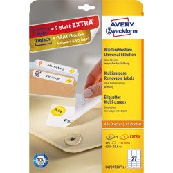 Etikett címke, 63,5 x29,6mm, univerzális visszaszedhető, 27 címke/ív, 25 ív/doboz, Avery fehér Író- irodaszer, papíráru Avery