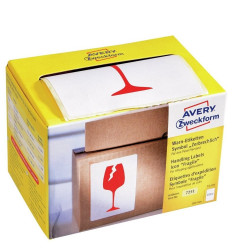 Etikett címke, piktogram Törékeny, óvatosan kezelendő! 74 x100mm,tekercses, 200 címke/doboz, Avery piros Író- irodaszer, papíráru Avery