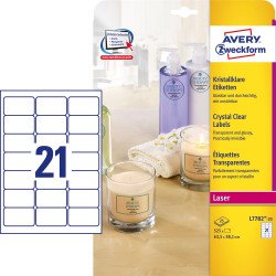 Etikett címke, 63,5 x38,1mm,víztiszta, 21 címke/ív, 25 ív/doboz, Avery átlátszó Író- irodaszer, papíráru Avery