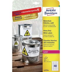 Etikett címke, 45,7 x21,2mm, időjárásálló poliészter, 48 címke/ív, 8 ív/doboz, Avery fehér Író- irodaszer, papíráru Avery