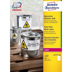 Etikett címke, 210 x297mm, időjárásálló poliészter, 1 címke/ív, 100 ív/doboz, Avery fehér Író- irodaszer, papíráru Avery