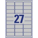 Etikett címke, 63,5 x29,6mm, ipari poliészter, 27 címke/ív, 20 ív/doboz, Avery ezüst