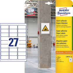 Etikett címke, 63,5 x29,6mm, szuper tapadású 27 címke/ív, 20 ív/doboz, Avery fehér Író- irodaszer, papíráru Avery