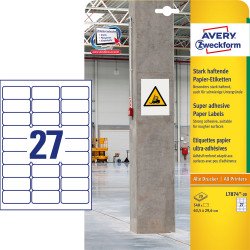 Etikett címke, 63,5 x29,6mm, szuper tapadású 27 címke/ív, 20 ív/doboz, Avery fehér Író- irodaszer, papíráru Avery