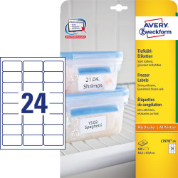 Etikett címke, 63,5 x33,9mm, fagyasztó 24 címke/ív, 25 ív/doboz, Avery fehér Író- irodaszer, papíráru Avery