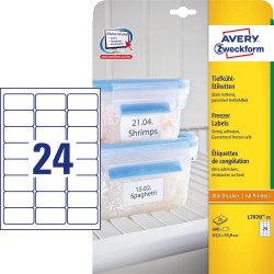 Etikett címke, 63,5 x33,9mm, fagyasztó 24 címke/ív, 25 ív/doboz, Avery fehér Író- irodaszer, papíráru Avery