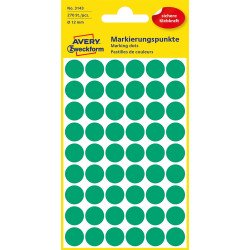 Etikett címke, o12mm, jelölésre, 54 címke/ív, 5 ív/doboz, Avery zöld Író- irodaszer, papíráru Avery