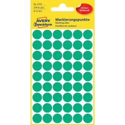 Etikett címke, o12mm, jelölésre, 54 címke/ív, 5 ív/doboz, Avery zöld Író- irodaszer, papíráru Avery