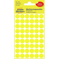 Etikett címke, o12mm, jelölésre, 54 címke/ív, 5 ív/doboz, Avery sárga Író- irodaszer, papíráru Avery