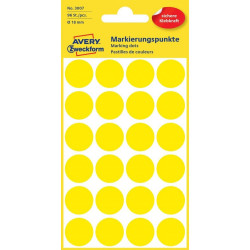 Etikett címke, o18mm, jelölésre, 24 címke/ív, 4 ív/doboz, Avery sárga Író- irodaszer, papíráru Avery
