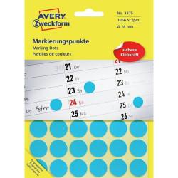 Etikett címke, o18mm, jelölésre, 24 címke/ív, 44 ív/doboz, Avery kék Író- irodaszer, papíráru Avery