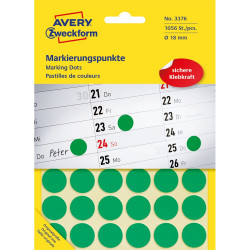 Etikett címke, o18mm, jelölésre, 24 címke/ív, 44 ív/doboz, Avery zöld Író- irodaszer, papíráru Avery