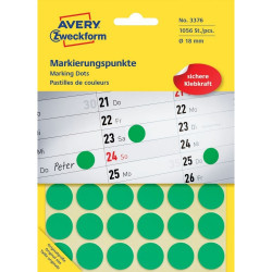 Etikett címke, o18mm, jelölésre, 24 címke/ív, 44 ív/doboz, Avery zöld Író- irodaszer, papíráru Avery