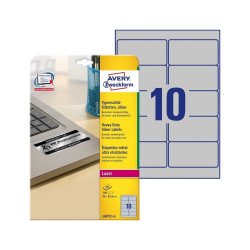 Etikett címke, 96x50,8mm, 20lap 10 címke/lap ipari ezüst poliészter Avery Író- irodaszer, papíráru Avery