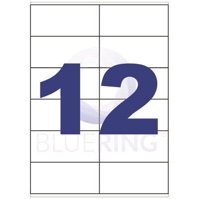 Etikett címke, 105x48mm, 100 lap, 12 címke/lap Bluering® Etikett címke, 105x48mm, 100 lap, 12 címke/lap Bluering®