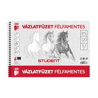 Vázlatfüzet B5 120g. félfamentes Student Vázlatfüzet B5 120g. félfamentes Student
