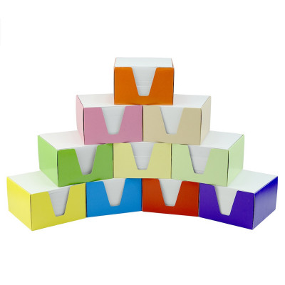 Kockatömb 9x9x6cm, színes karton doboz tartóban Bluering® fehér