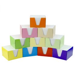 Kockatömb 9x9x6cm, színes karton doboz tartóban Bluering® fehér Író- irodaszer, papíráru Bluering