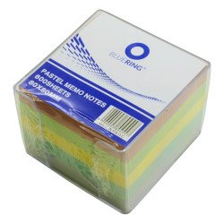 Kockatömb 8x8x6,5cm, ragasztás nélküli, transzparens tartóban színes pasztell 8x8x6,5cm, Bluering® Író- irodaszer, papíráru Bluering