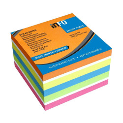 Jegyzettömb öntapadó, 75x75mm, 450lap, Info Notes intenzív narancs, sárga, kék, zöld, pink Író- irodaszer, papíráru Info Notes