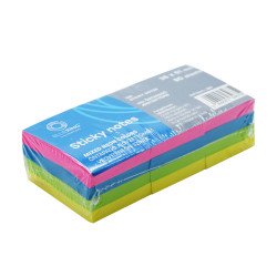 Jegyzettömb öntapadó, 38x51mm, 80lap, 12 tömb/csomag, Bluering® , neon Író- irodaszer, papíráru Bluering