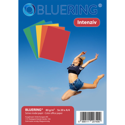 Másolópapír, színes, vegyes színek A4, 80g Bluering® 5x20 ív/csomag, intenzív színes
