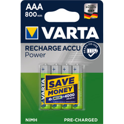 Elem tölthető akku AAA mikro 800 mAH Power 4 db/csomag, Varta Irodatechnika, kellékei Varta