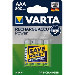 Elem tölthető akku AAA mikro 800 mAH Power 4 db/csomag, Varta Irodatechnika, kellékei Varta