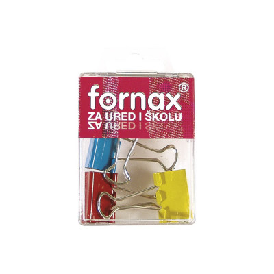 Binderkapocs 25mm, BC-31, 4 db műanyag dobozban, Fornax színes Binderkapocs 25mm, BC-31, 4 db műanyag dobozban, Fornax színes