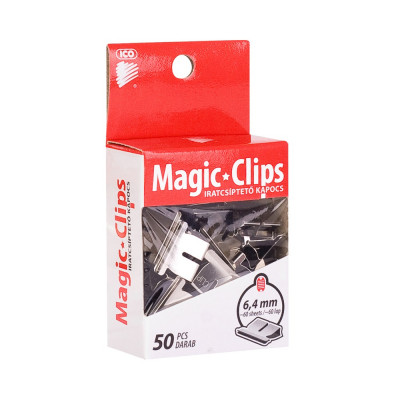 Iratcsíptető fűzőkapocs 6,4mm, 50 db/doboz, Ico Magic clipper Iratcsíptető fűzőkapocs 6,4mm, 50 db/doboz, Ico Magic clipper