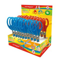 Olló balkezes 13 cm tompa fejű 20 db/display Keyroad Left-handed vegyes színek Irodatechnika, kellékei Keyroad