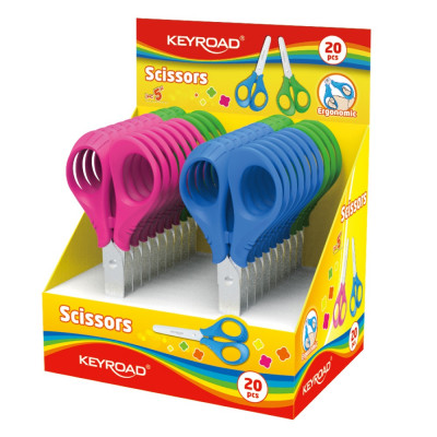 Olló 13 cm tompa fejű 20 db/display Keyroad Start vegyes színek Olló 13 cm tompa fejű 20 db/display Keyroad Start vegyes színek