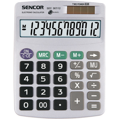 Számológép asztali 12 számjegyű kijelző Sencor SEC367/12 szürke Számológép asztali 12 számjegyű kijelző Sencor SEC367/12 szürke