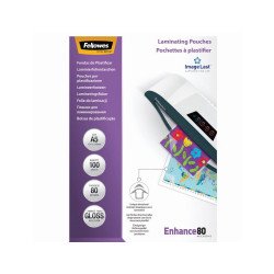 Lamináló fólia, A5, 80 mikron, fényes, 100 db/doboz, Fellowes® Irodatechnika, kellékei Fellowes