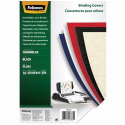 Hátlap, A4, 250 g, fényes, Fellowes® ChromoLux, 100 db/csomag, fekete Irodatechnika, kellékei Fellowes