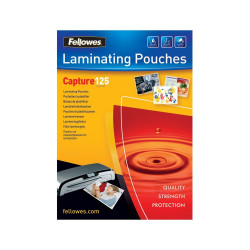 Lamináló fólia, 54x86mm, 125 mikron, fényes, 100 db/doboz, Fellowes® Irodatechnika, kellékei Fellowes